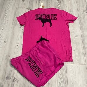 Pink set tee medium shorts large